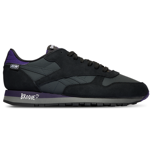 

Reebok Mens Reebok AEW Classic Leather Brodie - Mens Running Shoes Black/Purple Size 10.0