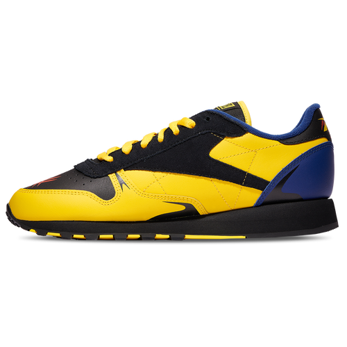 Reebok Mens Classic Leather Wolverine Running Shoes Black Yellow Blue Size 8.5