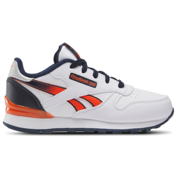 Boys' Preschool - Reebok Classic Leather Step N Flash - White/Vector Navy/Pump Orange