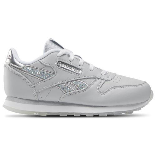 

Reebok Classic Leather - Girls' Preschool White/Silver/Moon Size 1.0