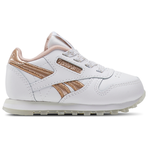 

Girls Reebok Reebok Classic Leather - Girls' Toddler Running Shoe White/Rose Gold Size 10.0