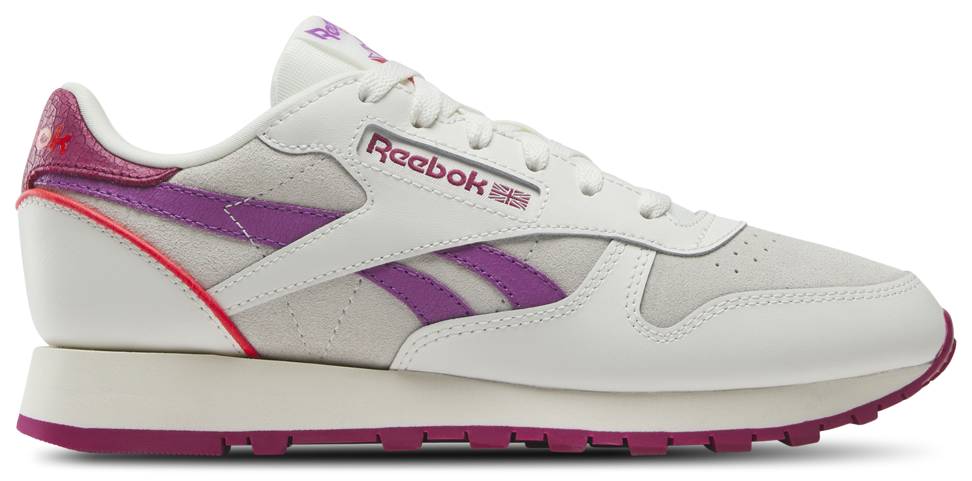 Women's - Reebok Classic Leather - Chalk/Very Berry Purple Rave