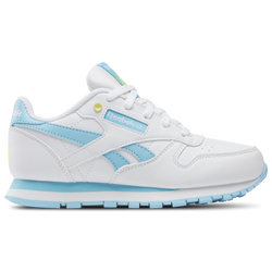 Girls' Preschool - Reebok Classic Leather - White/Digital Blue/Electric Yellow
