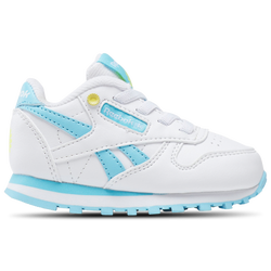 Girls' Toddler - Reebok Classic Leather - White/Digital Blue/Electric Yellow