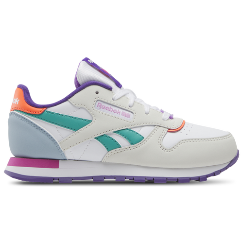 

Reebok Boys Reebok Classic Leather - Boys' Preschool Running Shoes Barely Grey/Dynamic Purple/Bold Pink Size 13.0