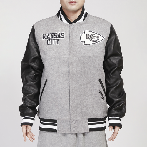 

Pro Standard Mens Kansas City Chiefs Pro Standard Chiefs Varsity Jacket - Mens Heather Grey/Black Size S