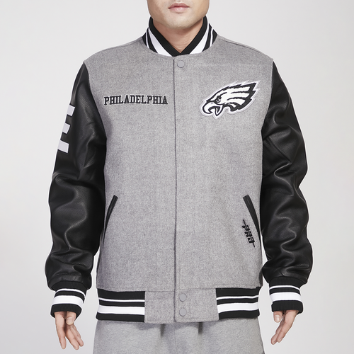 

Pro Standard Mens Philadelphia Eagles Pro Standard Eagles Varsity Jacket - Mens Heather Grey/Black Size XXL