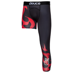 Men's - Deuce Fuego One Legged Basketball Tights  - Black/Red