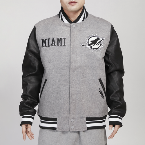 

Pro Standard Mens Miami Dolphins Pro Standard Dolphins Varsity Jacket - Mens Heather Grey/Black Size L