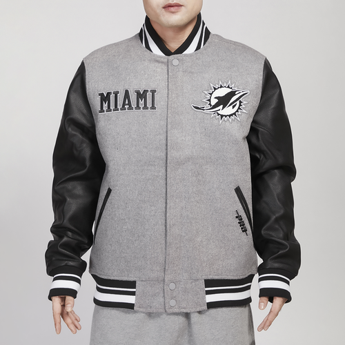 

Pro Standard Mens Miami Dolphins Pro Standard Dolphins Varsity Jacket - Mens Heather Grey/Black Size S