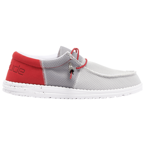 

HEYDUDE Mens HEYDUDE Wally Sox - Mens Running Shoes Gray/Red/White Size 9.0