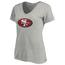 Fanatics 49ers Logo V-Neck T-Shirt - Women's Heathered Gray/Heathered Gray