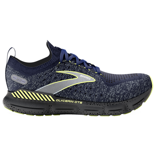 Shop Brooks Mens  Glycerin Stealthfit Gts 20 In Blue/ebony/lime