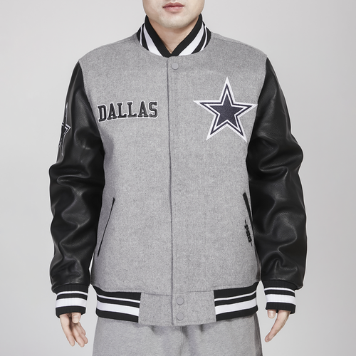 

Pro Standard Mens Dallas Cowboys Pro Standard Cowboys Varsity Jacket - Mens Heather Grey/Black Size M