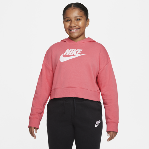 

Nike Girls Nike HBR Crop Fit Hoodie - Girls' Grade School Pink/White Size S