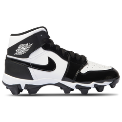 Boys' Grade School - Jordan AJ 1 Mid Cleats  - White/Black