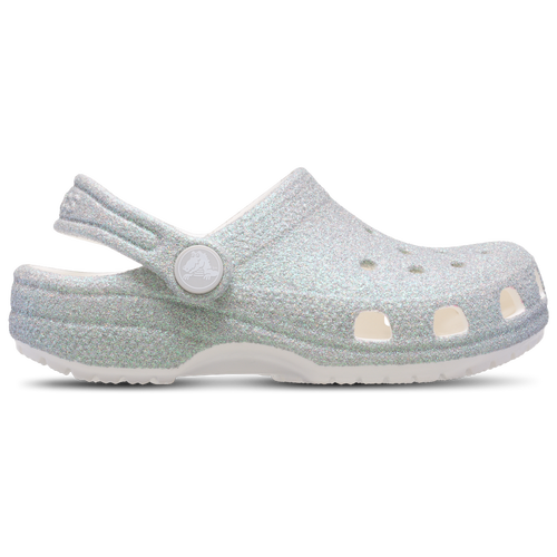 GIRLS - Crocs Classic Iridescent Glitter Clogs - White