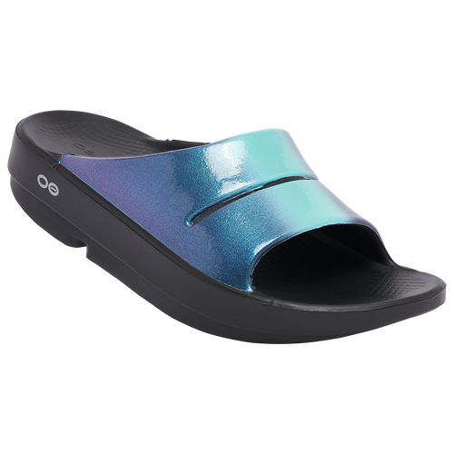 

OOFOS OOFOS OOahh Luxe Slide - Womens Black/Blue Size 8.0