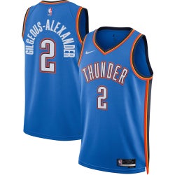 Men's - Nike Thunder 2022/23 Swingman Jersey Icon Edition  - Orange/White/Signal Blue