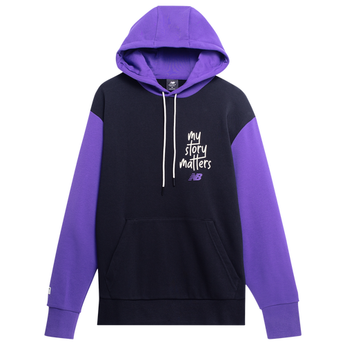 

New Balance Mens New Balance My Story Matters Hoodie - Mens Black/Purple Size L