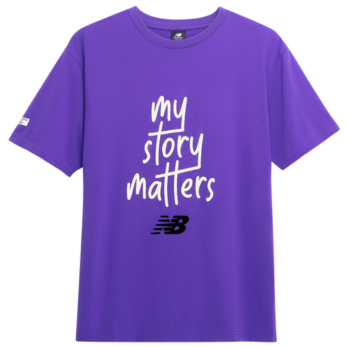 

New Balance Mens New Balance My Story Matters T-Shirt - Mens Black/Purple Size L