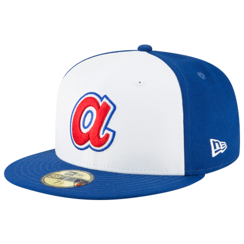 

New Era Mens Atlanta Braves New Era Braves 59Fifty Cooperstown Wool Cap - Mens White/Blue/Red Size 7