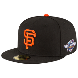 Men's - New Era Giants 59Fifty World Series Side Patch Cap - Black/Orange