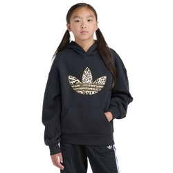 Girls' Grade School - adidas Fleece Logo Hoodie - Black/Tan