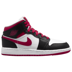Girls' Grade School - Jordan Air Jordan 1 Mid  - Black/Very Berry/White
