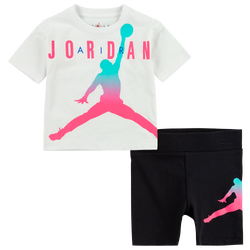 Girls' Toddler - Jordan Fadeaway Short Set - White/Black/Pink