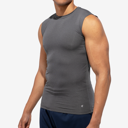 Men's - Eastbay Sleeveless Compression Top - Charcoal Marled