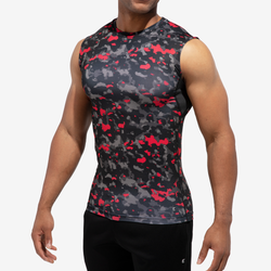 Men's - Eastbay Sleeveless Compression Top - Red Water Camo