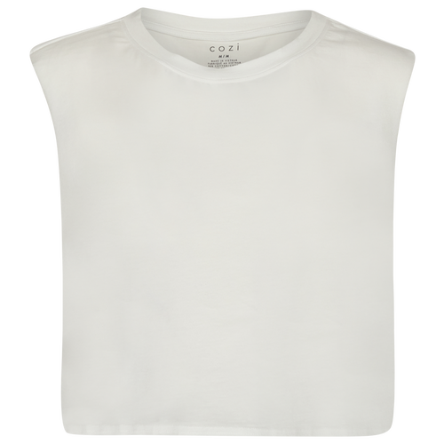 Cozi Womens  Cropped Muscle Tank In White