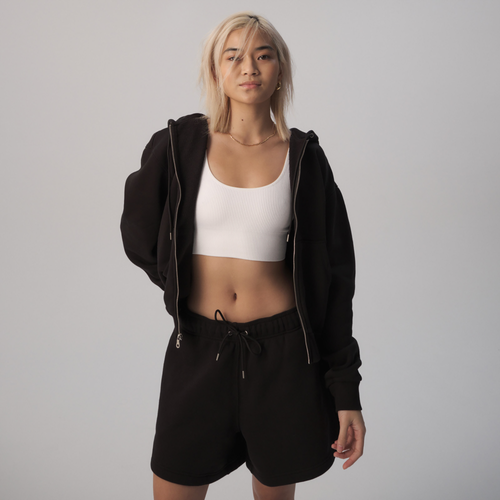 WOMENS - Cozi Relaxed Fit Front Zip Hoodie - Black