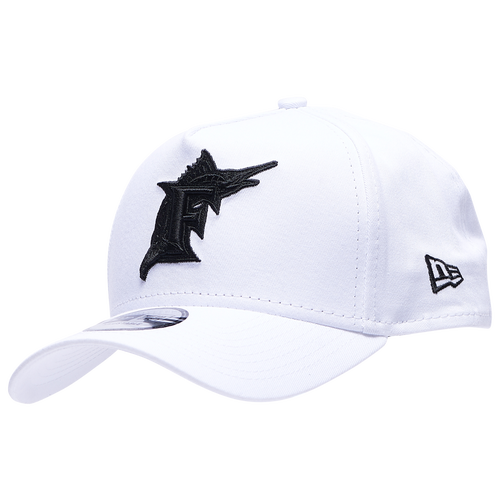 

New Era Mens New Era Marlins 9Forty A Frame Cap - Mens White/Black Size One Size