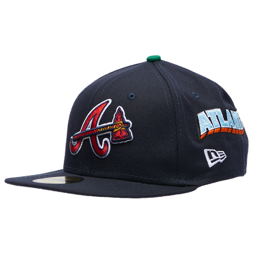 New Era Mens Atlanta Braves X Offset Fitted Cap In Navy/red ModeSens