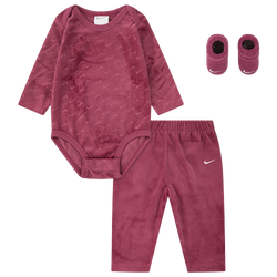 Girls' Infant - Nike 3 Piece Velour Swoosh Box Set - Pink/Pink
