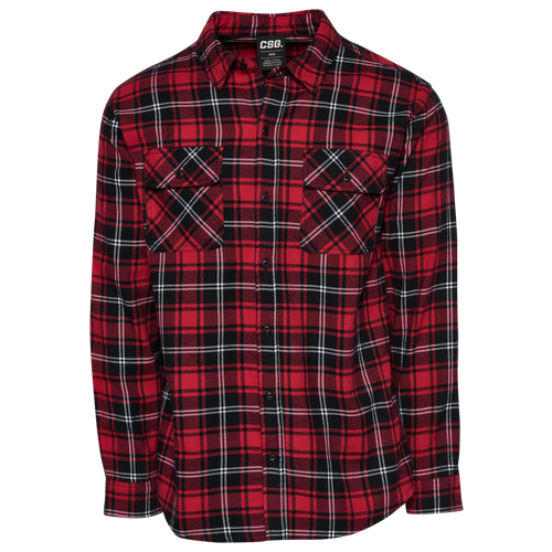 Csg Mens Plaid Flannel Shirt In Red Black Modesens