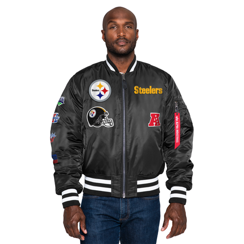 New Era Mens  Steelers Alpha Satin Jacket In Black/black