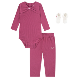 Girls' Infant - Nike 3 Piece Rib Bow Bodysuit Box Set - White/Pink