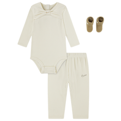 Girls' Infant - Nike 3 Piece Rib Bow Bodysuit Box Set - White/Pink