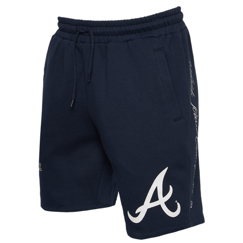 

New Era Mens Atlanta Braves New Era Braves World Fleece Shorts - Mens Navy Size M