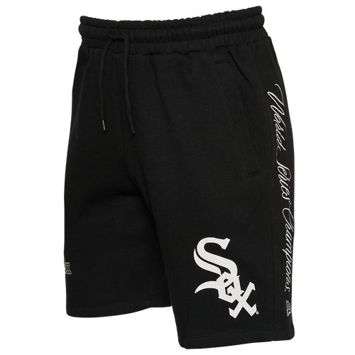 

New Era Mens Chicago White Sox New Era White Sox World Fleece Shorts - Mens Black Size L