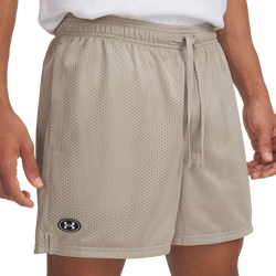 Men's - Under Armour Essential Mesh Shorts - Timberwolf Taupe/White