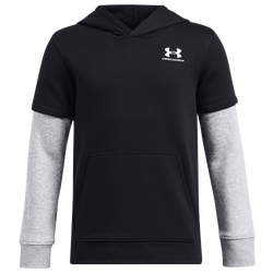 Boys' Grade School - Under Armour Icon Fleece Jersey Hoodie - Black/White/Mod Gray