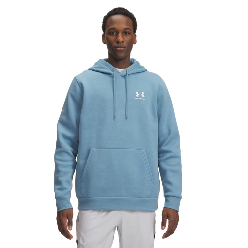 MENS - Under Armour Essential Fleece Hoodie - Blue Smoke/White