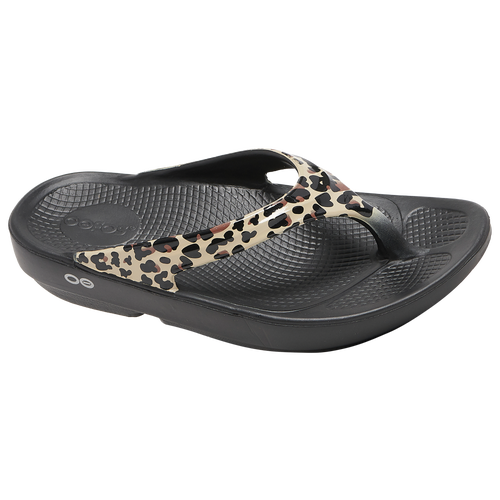 

OOFOS INC Womens OOFOS INC Oolala Limited Thong - Womens Running Shoes Black/Leopard Size 6.0