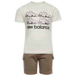 Boys' Preschool - New Balance 9060 T-Shirt and Cargo Short Set  - Oatmeal Heather/Dockside