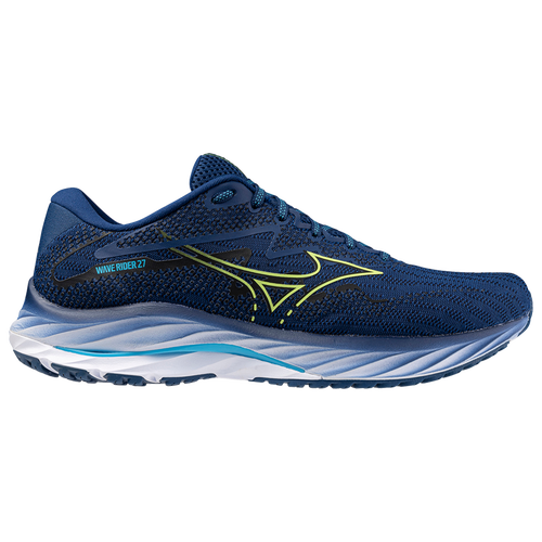 Shop Mizuno Mens  Wave Rider 27 In Sharp Green/navy Peony