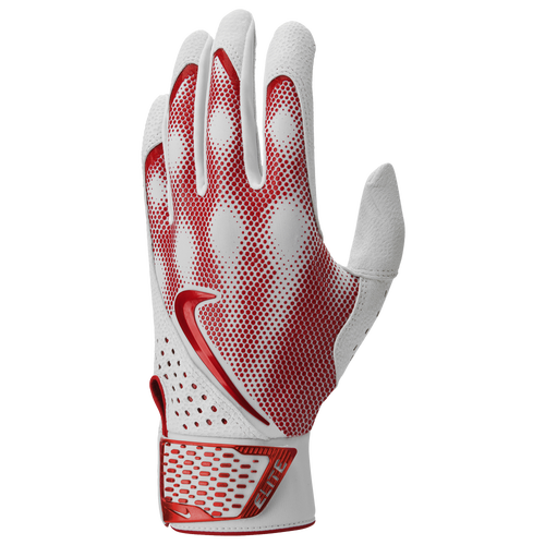 Nike Mens Alpha Elite Batting Gloves In White/university Red | ModeSens